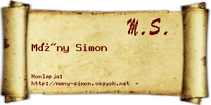 Mány Simon névjegykártya
